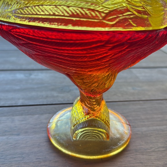 Vintage Red Amber Indiana glass Rooster candy dish. Very unique! - Picture 4 of 6